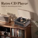 Gueray CD Player with Speakers HiFi Stereo Sound Vintage CD Player Bluetooth for Home, Retro Wood CD Players FM Radio with Remote Control, Support USB/AUX/Type-C Playback for Audio Books - 6