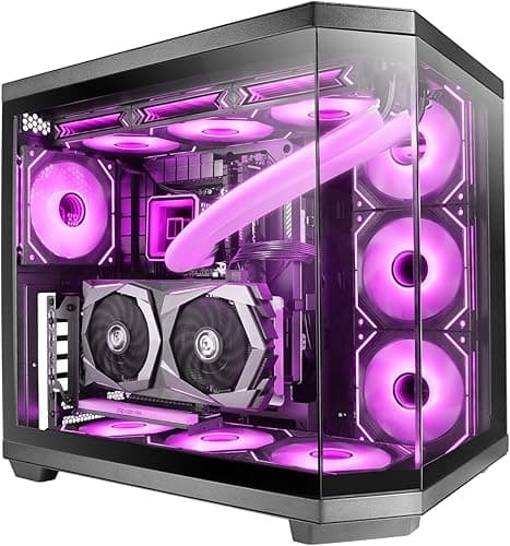 Mars Gaming MC-3TCORE, Custom ATX Gaming Case, Removable Tempered Glass Triple Window, Dual Camera, Reverse Connector Backplane Compatible Semitower, Liquid Cooling Support, Black