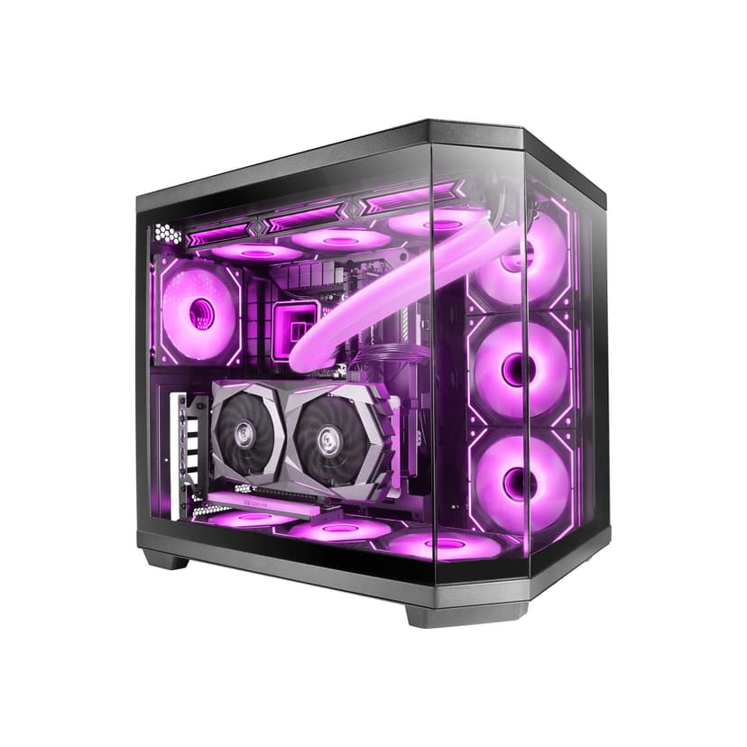 Mars Gaming MC-3TCORE, Custom ATX Gaming Case, Removable Tempered Glass Triple Window, Dual Camera, Reverse Connector Backplane Compatible Semitower, Liquid Cooling Support, Black - 1