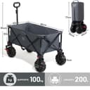 TIMBER RIDGE Festival Trolley on Wheels with Brakes, 200L Folding Camping Trolley Cart with Adjustable Handle & Cover Bag, 100kg Heavy Duty Cart Wagon for Outdoor Beach Garden Picnic Shopping - 7