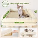 Globlazer Beige Scratching Post for Adult Cats Stable with Large Base 72 x 45 cm, 2 Cave, Padded Platform, Basket, Scratching Post 156 cm High for Cat Resting Play Indoor (F61, Beige) - 2