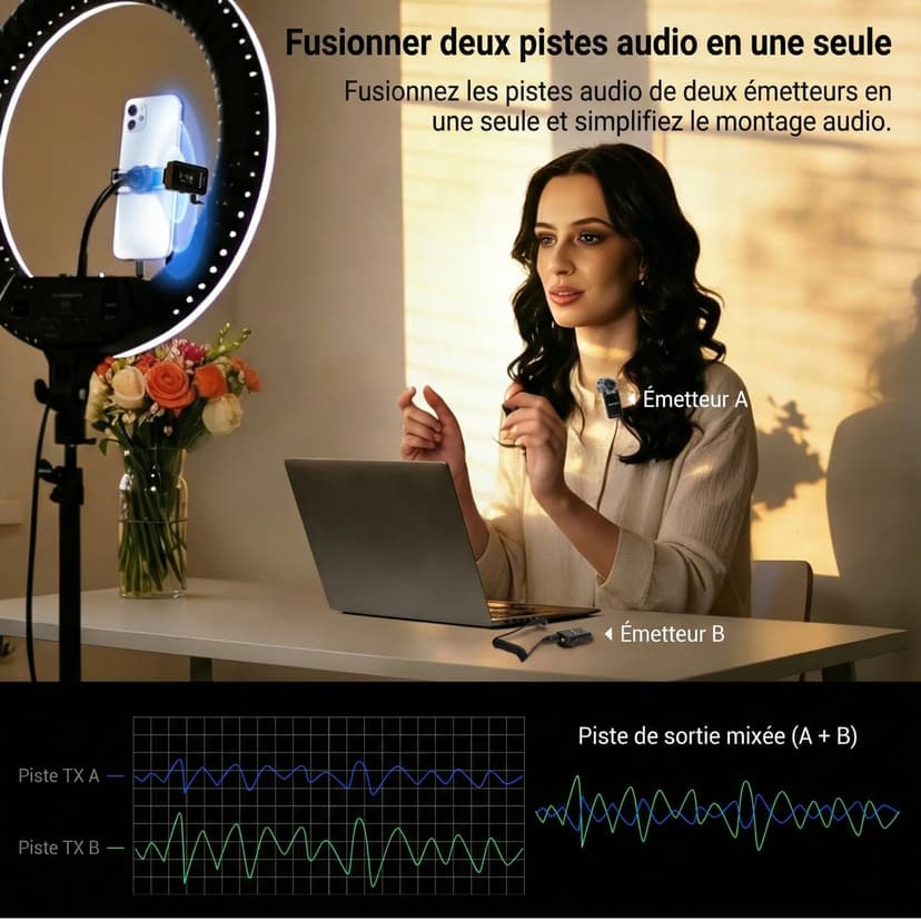 NEEWER CM28 Pro Système de Microphone Cravate sans Fil avec étui de Chargement 48 kHz 16 Bits Audio Non compressé Suppression du Bruit 4 Go de Stockage 9 Heures d'enregistrement - 5