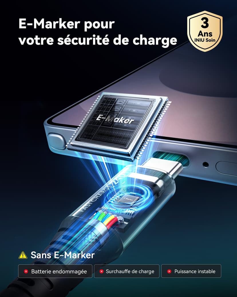 INIU USB C Charger Cable, 240W PD [2-Pack 2m] Type C Charge Cable - 6