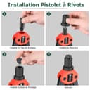 JiGiU 2 in 1 Rivet Nut Tool and Rivet Gun, Professional Hand Rivnut Gun Rivet Nut Gun Tool Heavy Duty Rivnut Tool Kit with M3 M4 M5 M6 M8 M10 M12 & 3.2/4.0/4.8/6.0/6.4 Rivet Heads,110 Nuts & 50 Rivets - 4