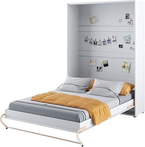 Homlando Lenart Concept Pro CP01 Lit mural, 140 x 200 cm, pliant vertical, armoire avec lit intégr, blanc mat