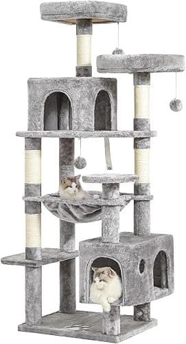 MSmask Grand arbre à chat stable en L avec 2 plateformes,…