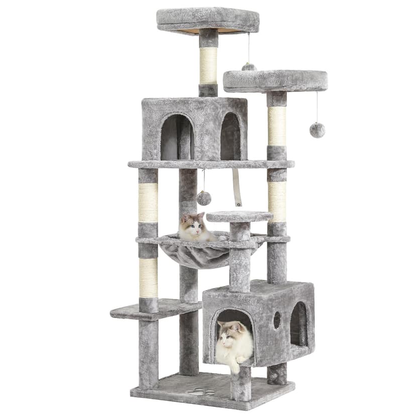 MSmask Grand arbre à chat stable en L avec 2 plateformes,… - 1