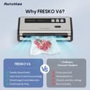 FRESKO Automatic Vacuum Sealer Machine, 140 Watt Food Vacuum Sealer with Double Heat Seal, Built-in Cutter & Bag Storage, Includes 10 pcs Pre-cut Bags and 1 Roll Bag(V6) - 9