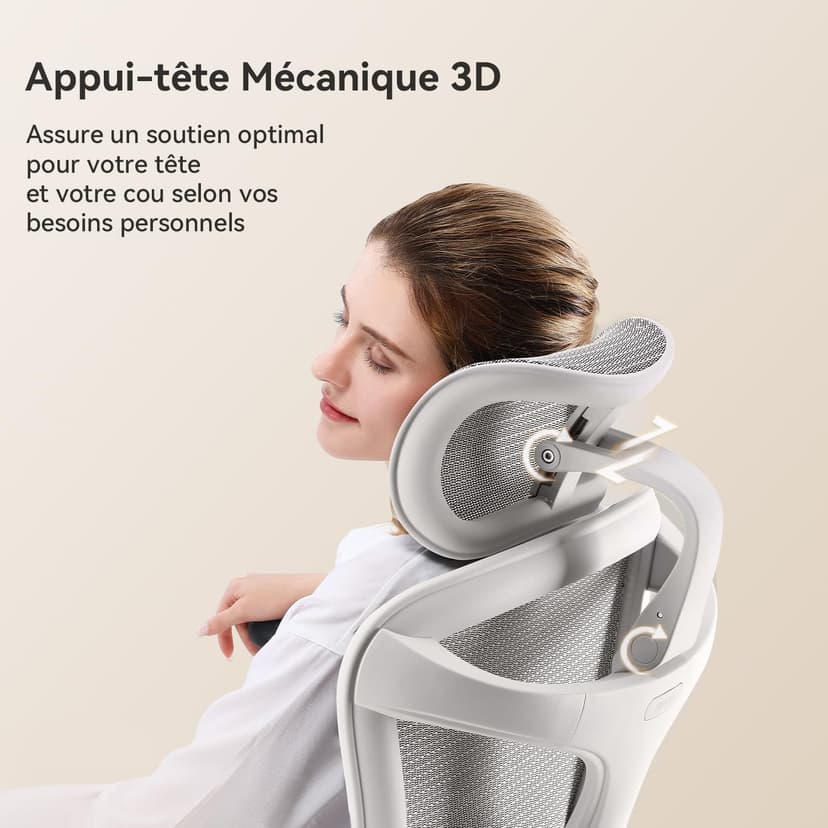 SIHOO Doro C300 Chaise de Bureau Ergonomique avec Accoudoirs Ultra Doux en 3D, Soutien Lombaire Dynamique pour Chaise Bureau à Domicile, Fauteuil de Bureau avec Dossier réglable(Grigio) - 6