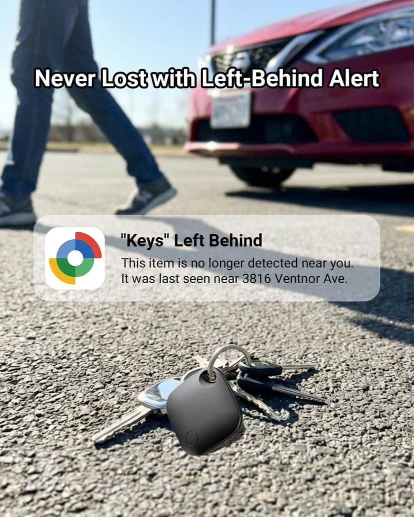 Android Smart Tag, Tracker Compatible with Google's Find Hub (Android Only), IP68 Waterproof, Bluetooth Locator for Keys/Luggage/Wallets, 4 Black - 4