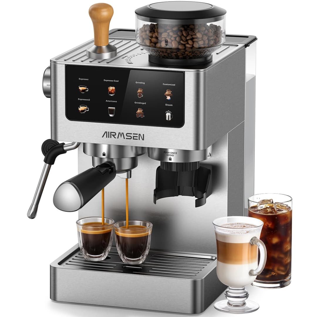 AIRMSEN Espresso Machine à Café Grain à Tasse avec Mousse…