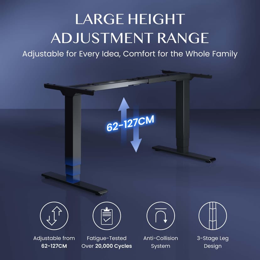 FlexiSpot Bureau Assis Debout Électrique 2 Moteurs, Charge 160kg, 3 Colonnes, Rappel de Sédentarité, Système Anti-collision, Panneau Mémoire, Cadre en Acier, Noir - 6