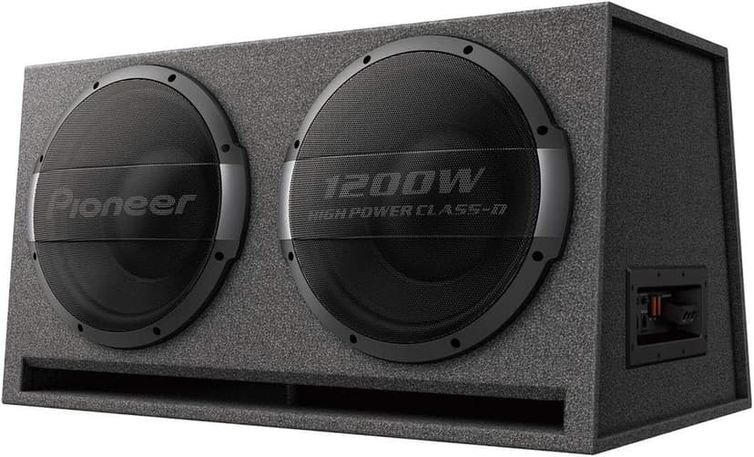 Pioneer Subwoofer attivo TS-WX1220AH, subwoofer con alloggiamento con potenza massima di 3000 W, subwoofer 2 x 30 cm in alloggiamento MDF, membrana IMPP, nero, potenza di ingresso nominale 1200 W - 1