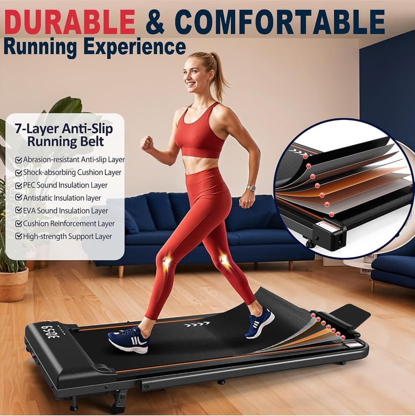 VOWVIT Tapis de Course 4en1 Tapis de Marche Inclinable | Walking Pad 12km/h Pente 7%,2.5HP,Tapis Roulant électrique Pliant,Compact et Portable - 6