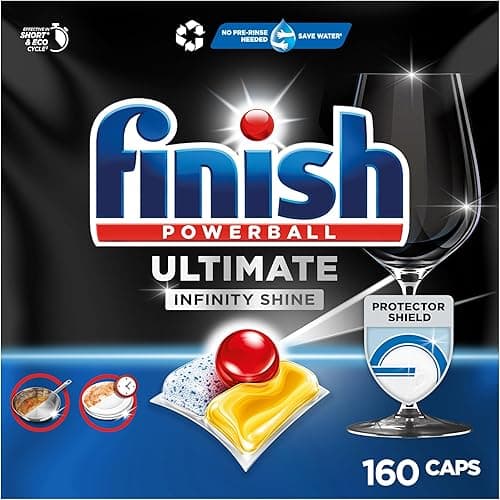 Finish Ultimate Infinity Shine Pastilles Lave-Vaisselle Citron, Imbattable contre les taches tenaces, 160 capsules