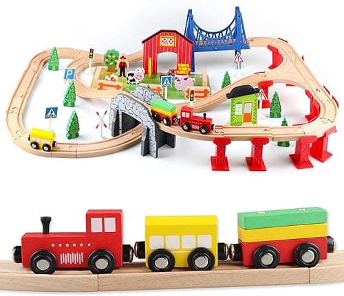 Jacootoys Train en Bois Jouet Circuit Voiture Enfants 80 …