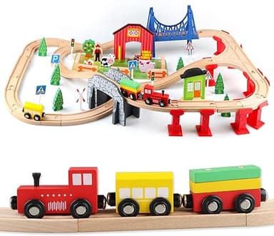 Jacootoys Train en Bois Jouet Circuit Voiture Enfants 80 …