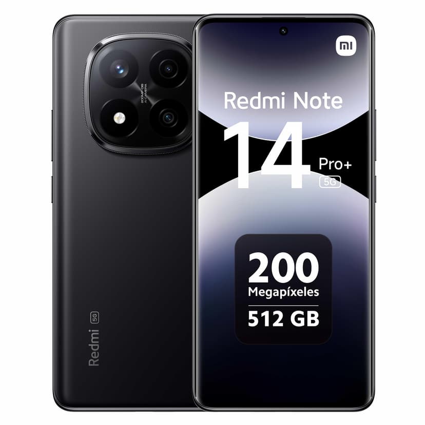 XIAOMI Smartphone Redmi Note 14 Pro+ 5G, 12+512 GB, Noir, Appareil Photo IA Pro-Grade 200MP, IP68, 120W HyperCharge, fonctionnalités IA (Pas de Chargeur Inclus)(Version Française + 2 Ans de Garantie) - 1