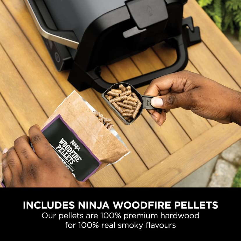 Ninja Woodfire Electric BBQ Grill & Smoker, 7-in-1 Outdoor Grill & Air Fryer, Roast, Bake, Dehydrate, Uses Woodfire Pellets, Weather Resistant, Non-Stick, Portable, Electric, Grey/Black, OG701UK - 9