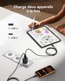INIU 30 W USB C Charger Pack of 2, [USBC + USBA] Fast Charger with Cable, Gan PD 3.0 Multiple Power Supply, USB C Charger for iPhone 16 15 Pro Max, iPad, Galaxy S25 S24 S23 Ultra, Google ECC - 3