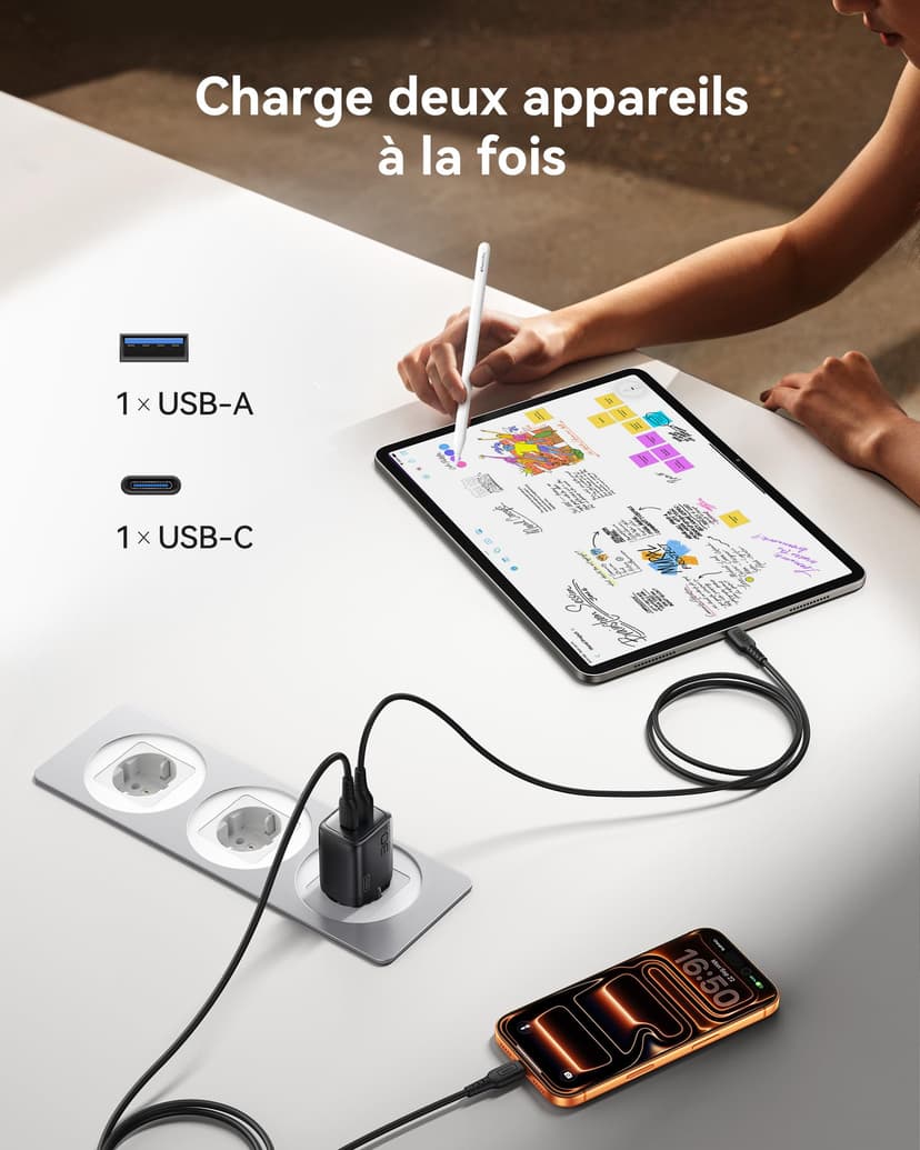 INIU 30 W USB C Charger Pack of 2, [USBC + USBA] Fast Charger with Cable, Gan PD 3.0 Multiple Power Supply, USB C Charger for iPhone 16 15 Pro Max, iPad, Galaxy S25 S24 S23 Ultra, Google ECC - 3