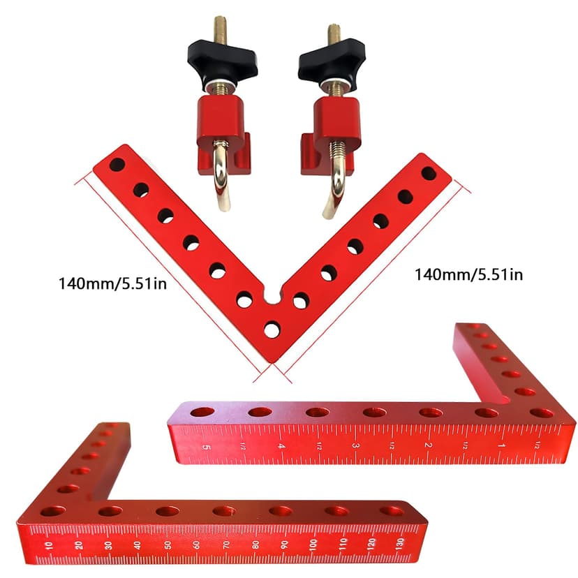 90 Degree Right Angle Positioning Clamp, Aluminum Alloy Right Angle Square Clamps 14 cm/5.5 inch Professional Woodworking Tools Carpentry Equipment for Picture Frames Cabinet Drawers - 4 Sets - 3