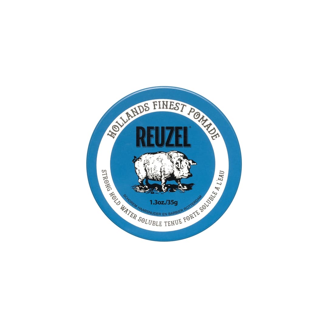 Reuzel Blue Strong Hold Pomade,Strong Hold Pomade For High Shine Look Water Soluble With A Vanilla Scent 1.3oz/35g