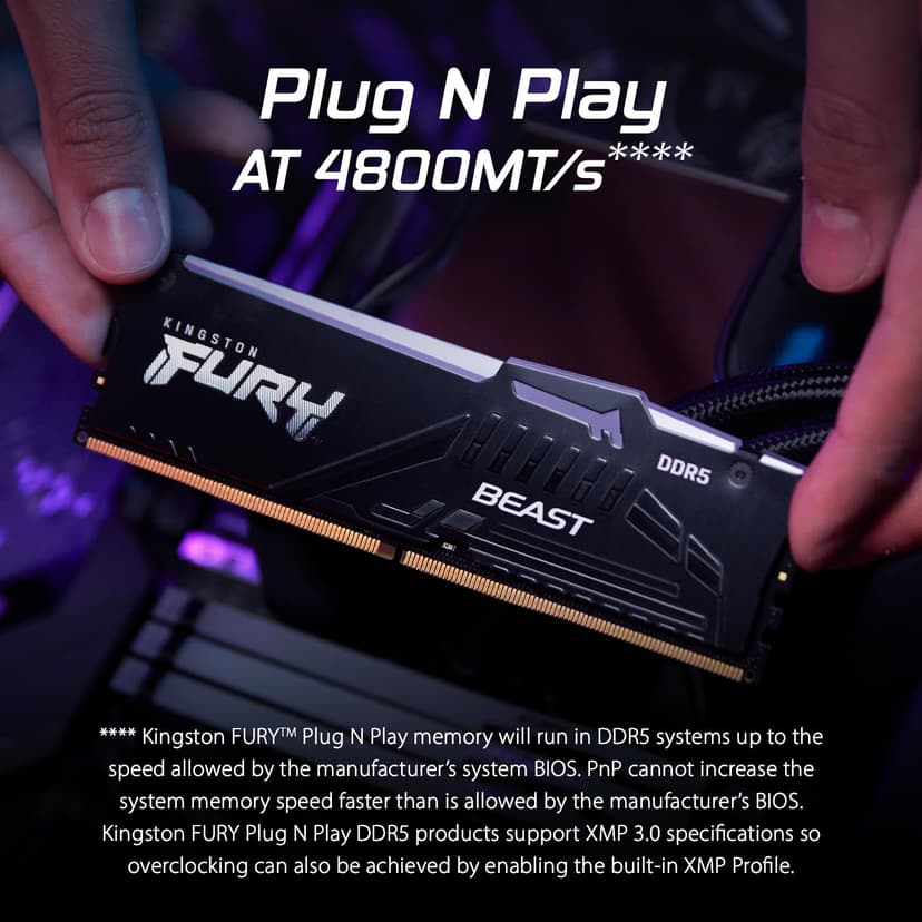 Kingston FURY Beast Black RGB 16GB 6000MT/s DDR5 CL36 DIMM Desktop Gaming Memory Single Module AMD EXPO/ Intel XMP - KF560C36BBE2A-16 - 7