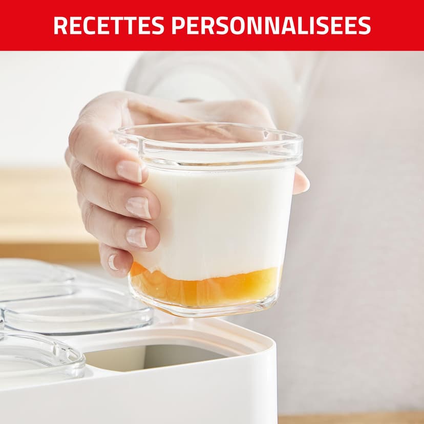 Tefal YY5425FB Multi Delices Express, Yogurt Maker, 6 Jars, Red, Yogurt at Home, 5 Automatic Programs, Milk Desserts, Curd and Soft Desserts, 140 ml Jars, 100% BPA Free, YY5425FB - 6