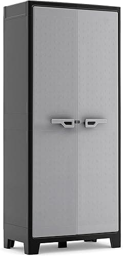 Keter Titan High Indoor Garage Utility Multi purpose Cabinet - Black-Grey