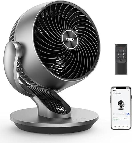 DREO Smart Table Fan for Bedroom, 28dB Silent Air Circulator Fan with Remote, 7 Inch Diameter Cooling Quiet Desk Fan, 120° Vertical Manual+90° Horizontal Oscillating, 4 Speeds, 5 Modes, 12H Timer