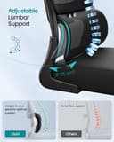 SONGMICS Office Chair, Ergonomic Mesh Chair for Desk, with Double-Layer Breathable Mesh Fabric, Dynamic Lumbar Support, Adjustable Headrest, for Home Office, Ink Black OBN041B01 - 4