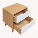 [en.casa] Bedside table Bordkak nightstand with 2 drawers side table 50 x 40 x 30 cm chest of drawers wooden legs oak look/white - 7
