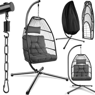 tectake® Luxurious Egg Chair with Stand, Thick Cushions, …