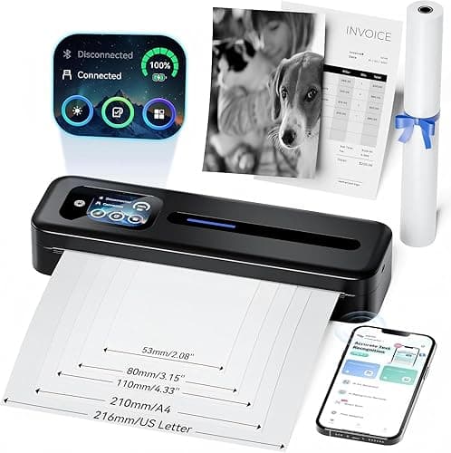 Phomemo M832D Portable Thermal Printer, A4 Touchscreen Bl…