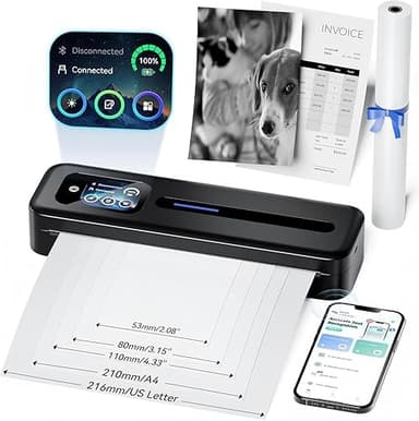 Phomemo M832D Portable Thermal Printer, A4 Touchscreen Bl…