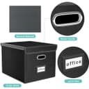 Okydoky Storage Boxes with Lid, A4 Hanging File Box Made of Fibreboard and Paper in Stylish Linen Look, Suitable for Home and Office, and File Storage Boxes (Black) - 4