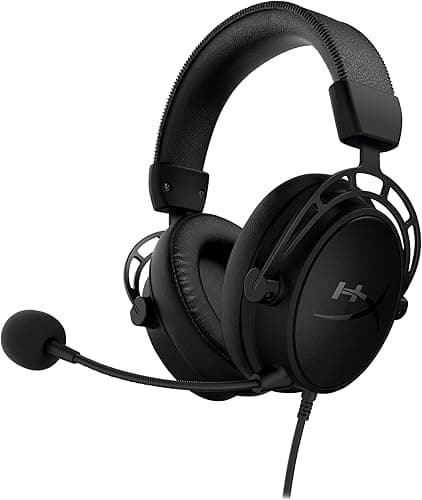 HyperX Casque de jeu Cloud Alpha S pour PC et PS4, son surround 7.1, basses réglables, haut-parleurs à deux pièces, mixeur de discussion, microphone antibruit de fond, noir
