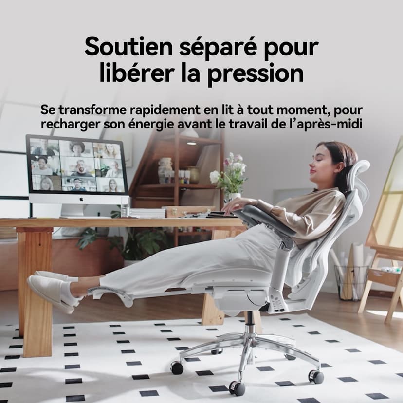 SIHOO Doro C300 Chaise de Bureau Ergonomique, avec Soutien Lombaire Dynamique, accoudoirs 3D et Dossier réglable, Repose-Pieds pour Un Confort accru, Expédiée en 2 Colis. Grigio(150 kg) - 8