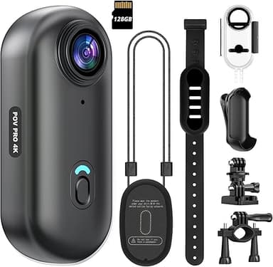 4K Mini Action Camera 128GB Thumb POV Portable Body Cam W…