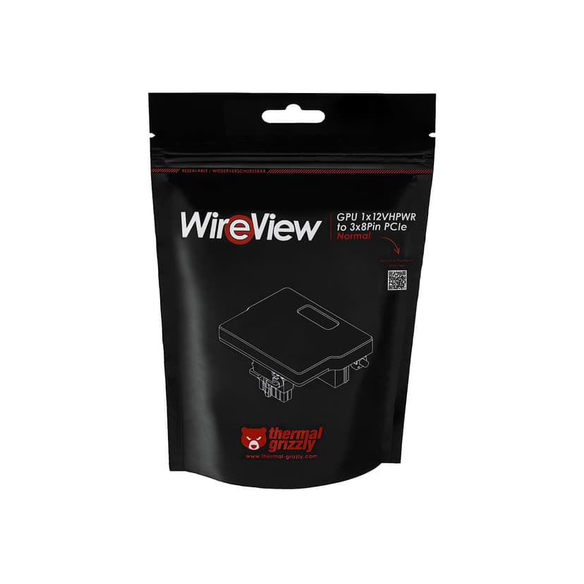 Thermal Grizzly WireView GPU - 1x 12VHPWR to 3x 8Pin PCIe - Normal - Power Meter for Graphics Cards - OLED Display - Monitoring Tool - Made in Germany - 9