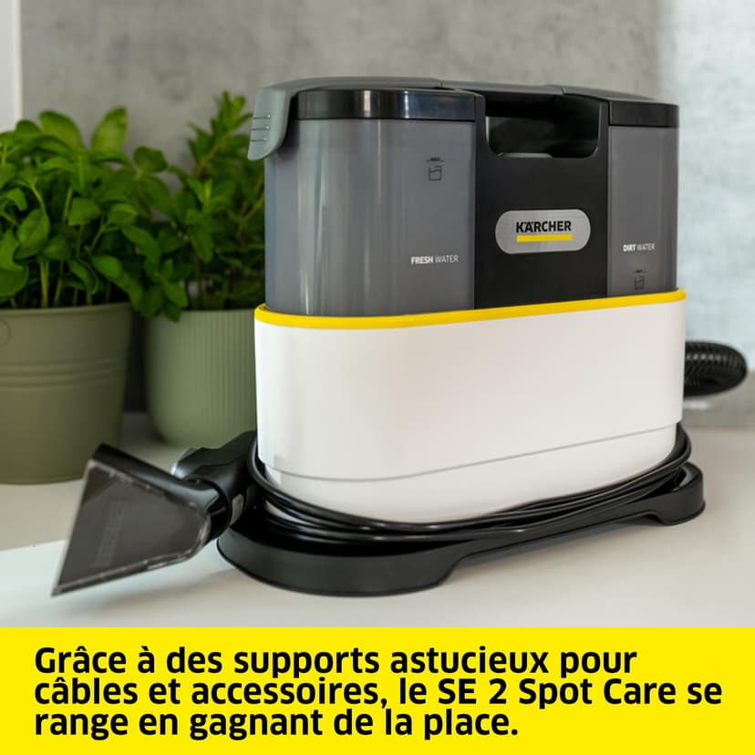 Kärcher Détacheur SE 2 Spot Care, puissance d'absorption : 450 W, réservoir d’eau propre: 1,5 l, surface : 2,89 m², poids: 4,2 kg, buse de lavage pour meubles, brosse pour taches et détergent RM 519 - 7