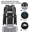 BANGE Sac à dos judicieux pour ordinateur portable de 15,6", sac professionnel pour homme et femme, noir, Large - 5