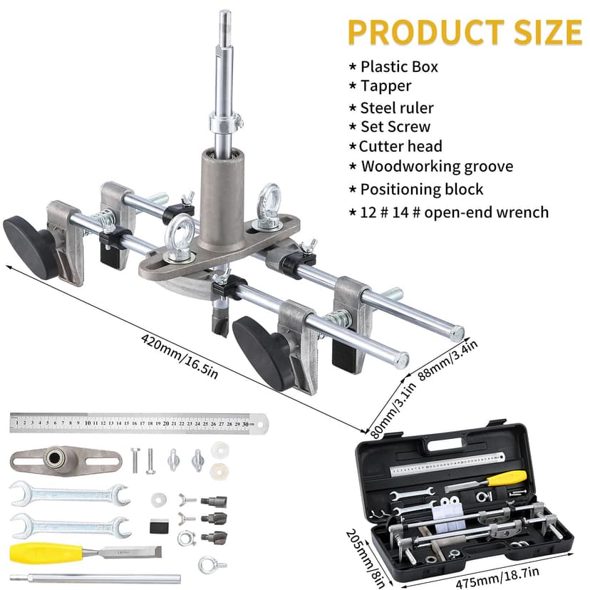 Door Lock Mortiser Kit, Lock Fitting Jig Maintenance Set, Door Lock Hole Opener Jig with 18mm 22mm 25mm Tungsten Steel Cutters, Woodworking Hole Saw Opener Tool for Wooden Door Lock Installation - 3