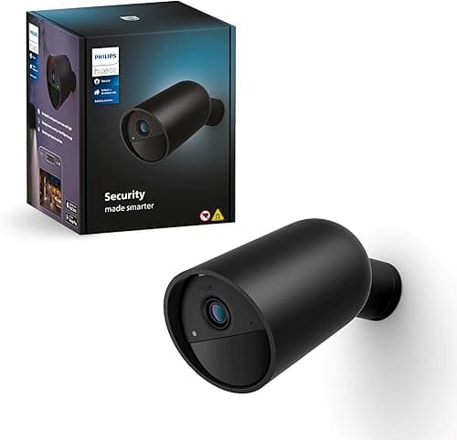 Philips Hue Secure, Caméra HD 1080P sans Fil, Utilisation intérieure ou extérieure, contrôle avec Une Seule Application, Noir