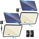 LOTMOS Set of 2 Solar Motion Detector Lights, 342 LED Solar Floodlight, IP65 Waterproof, 3 Modes, Cool White, 23 x 16.5 x 7.5 cm, Outdoor, Garden, Garage, Balcony, Yard, Wall, Patio - 1