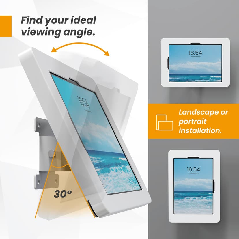 Beelta Wall Mount Tablet Holder for 10.9-Inch iPad 10th and Pro 11 Inch 1 2 3 4, Air 4 5, with Anti Theft Security Lock & Key, Heavy-Duty Metal, White - 5