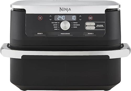 Ninja Foodi FlexDrawer Air Fryer, Dual Zone with Removable Divider, Large 10.4L Drawer, 7-in-1, Double Zone, Oil Free, Dishwasher Safe Nonstick Parts, Black AF500EU