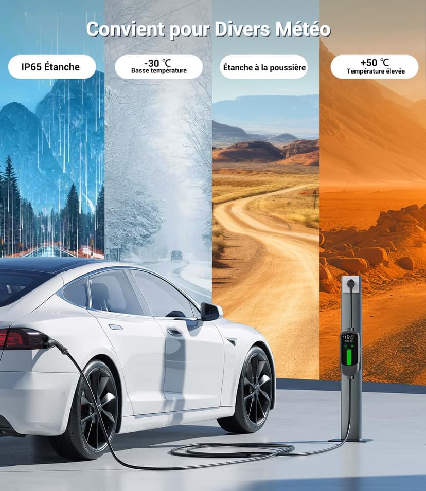 WityCharge Electric Car Charger 3.7 kW – 7 M/6-16 A Electric Car Charging Cable with Wall Mount Bag, Delayed Charger, Digital LCD, IP65, Compatible with EVs(IEC 62196-2) & PHEVS - 5