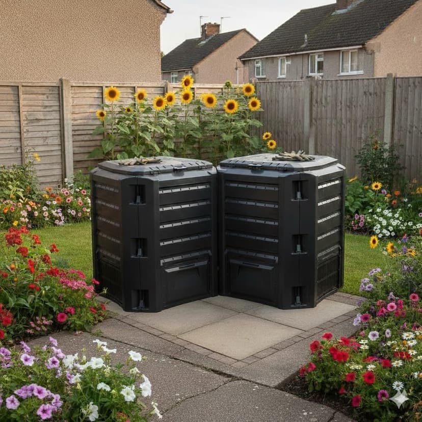 DEUBA® 800L Garden Compost Bin | Composting Organic ECO Waste Converter Box | Recycling Bins | Cleaning Caddy | Food Waste Bin | Dog Food Bin | Worm Farm | Outdoor Compost Garden Storage Box | Black - 8